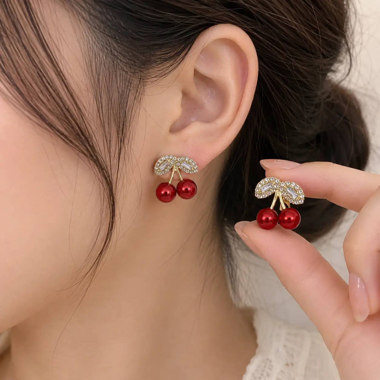 Cherry Charm Statement Earrings - Image 2
