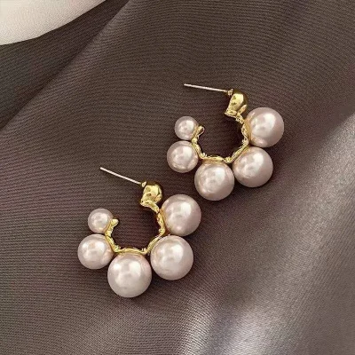 Elegant Multi Pearl Hoop Earrings