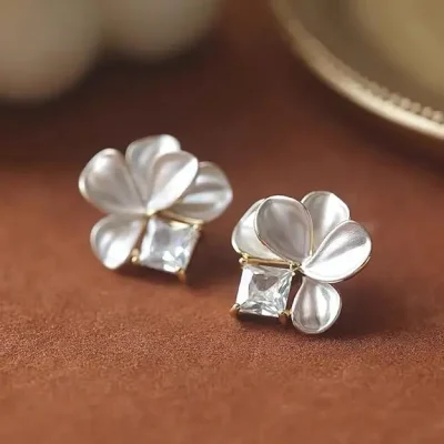 Elegant Petal Crystal Earrings