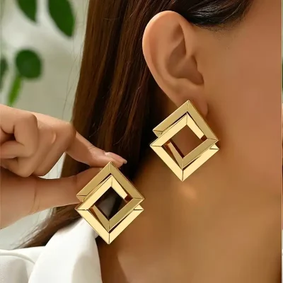 Geometric Gold Statement Earrings