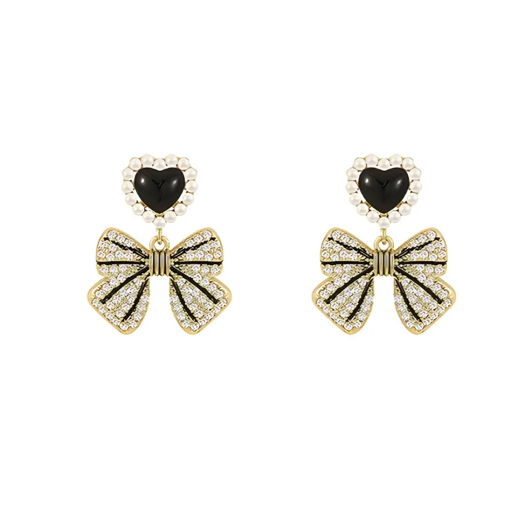 Royal Bow Crystal Statement Earrings - Image 4