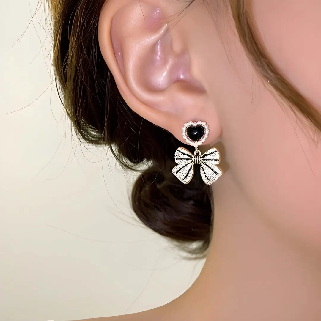 Royal Bow Crystal Statement Earrings - Image 5