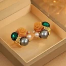 Elegant Multi Element Floral Stud Earrings